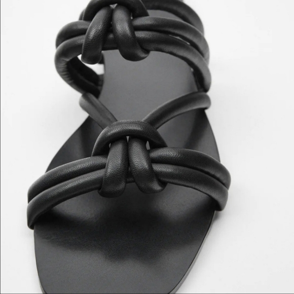 Zara Black Knot Leather Flat - Picture 5 of 6